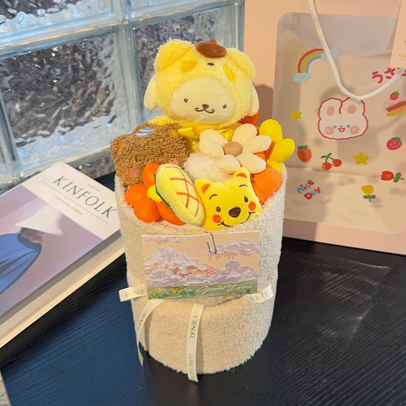 Día de San Valentín regalos creativos muñecas flores diosa muñecas flores acabados muñecas de peluche dibujos animados ramo de Navidad