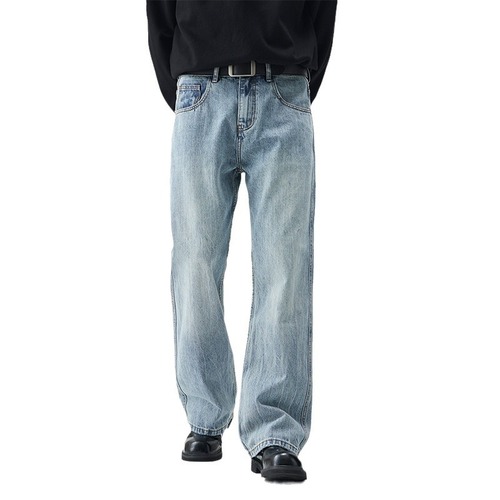 Men's #2024 Autumn New Trend Brand American Retro Denim Jeans for Men with Micro-Round Hem High Street Bad Boy Style Long Pants