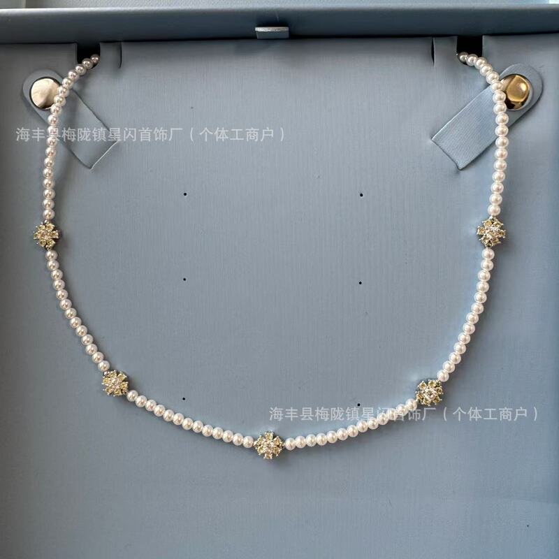 HEFANG Where Rose Garden Short Necklace Fashion Pearl Clavicle Chain suit Traceless Hair