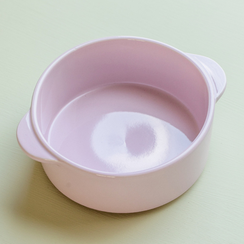 Cream simple doble oreja cerámica cubiertos domésticos platos de arroz bolos de fideos bolos de frutas bolos de ensalada bolos de sopa