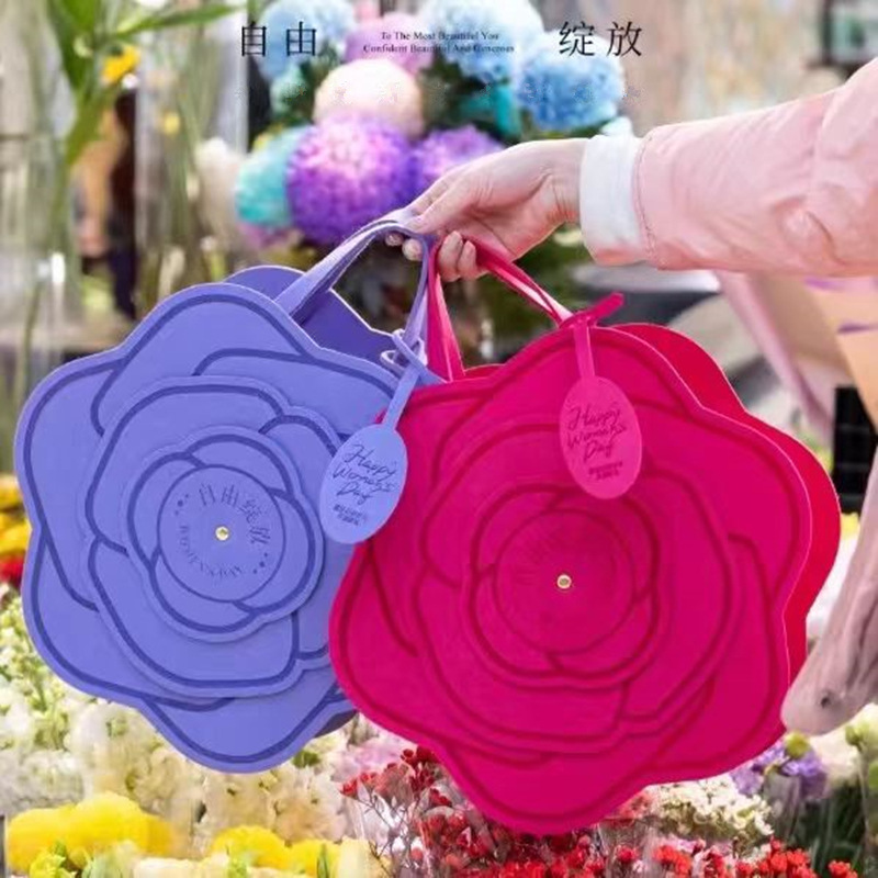 毛毡包伴手礼包女神节礼物袋 玫瑰花爱心手提袋 企业礼品礼盒LOGO