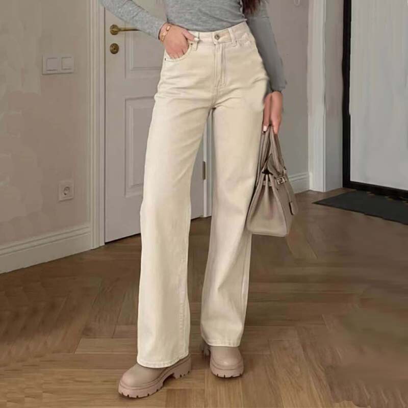 Russian Ozon Cross-Border E-Commerce Hot-Selling Export High-Quality Straight Wide-Leg Jeans for Women in Stock for Dropshipping Russian Ozon Cross-Border E-Commerce Hot-Selling Export High-Quality Straight Wide-Leg Jeans for Women in Stock for Dropshipping