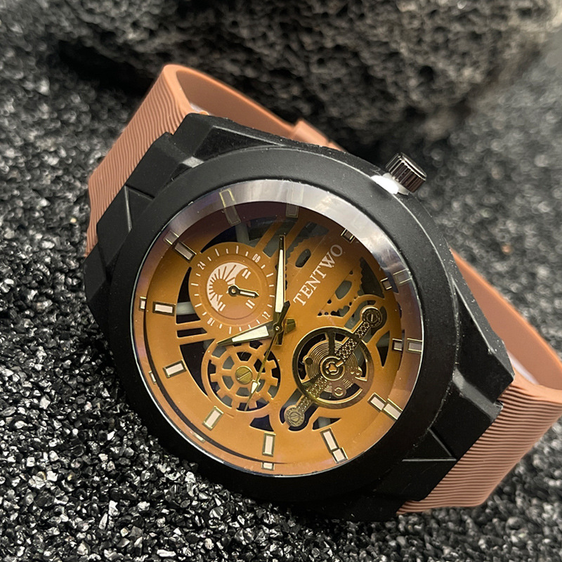 Solid Color Pattern Casual Solid Color Buckle Quartz Watch Men's Watches