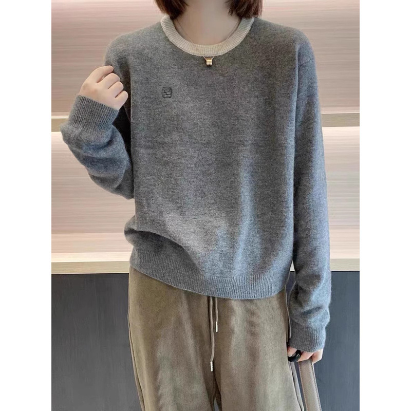 Japanese High-End Export Surplus Autumn Plus-Size Women's Knit Sweater Loose Base Shirt Top Trendy