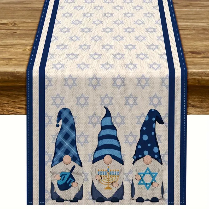 Transfronterizo nuevo Hanukkah camino de mesa de lino impreso mantel hogar Decoración sofá fiesta Festival atmósfera Decoración