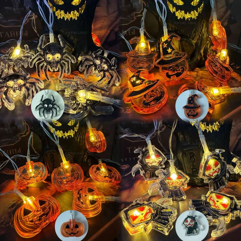 2025新型LEDクモ魔女ハロウィーン装飾灯パーティー鬼屋カボチャ雰囲気灯|undefined