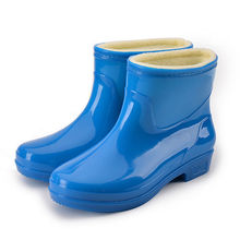 【固定棉加厚】雨鞋女短筒低筒防滑防水鞋水靴加绒棉老人胶鞋套冬