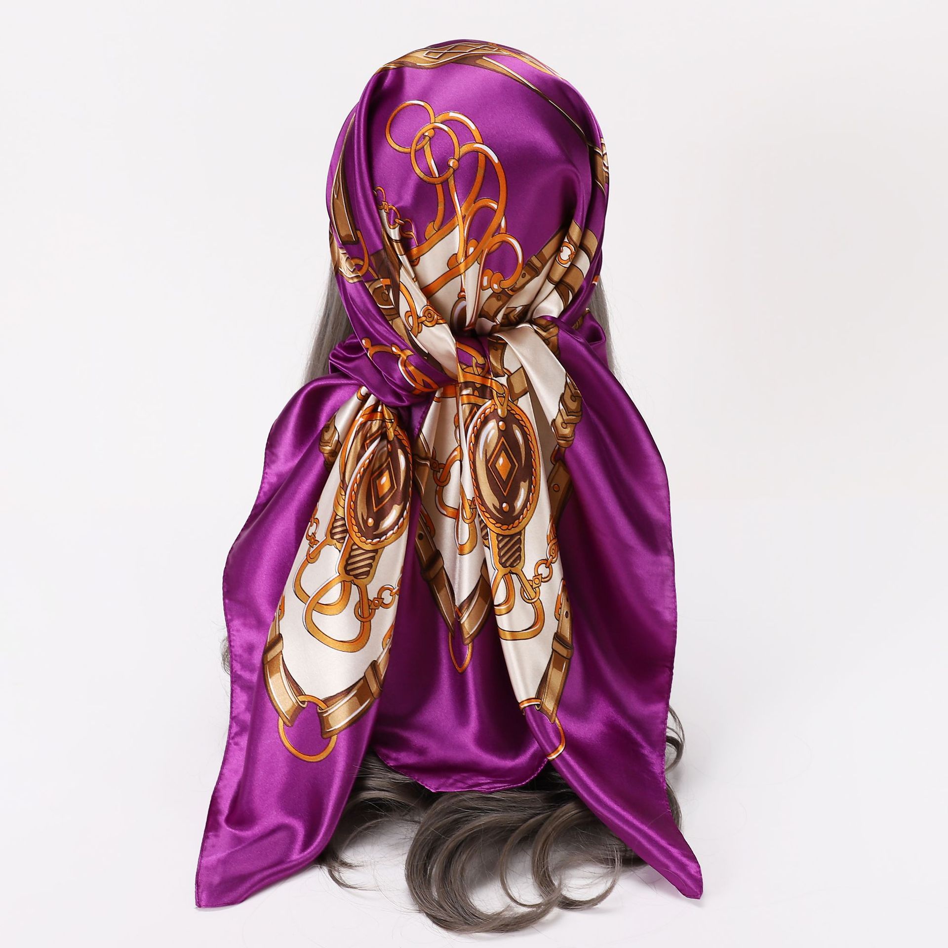 Women's Fashion Chains Print Satin Silk Scarves display picture 14