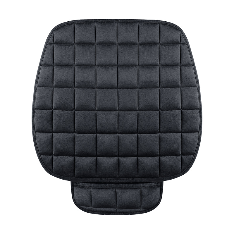 Universal Winter Plush Car Seat Cushion Universal Front Rear Single Piece (Seat cushion, seat cover) - black-square-cushion-universal