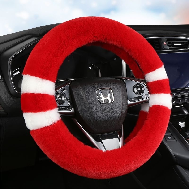 Amazon Winter Stuffed Car Steering Wheel Cover Unisex Anti-Slip Winter Warm Fur Integrated Handle Cover