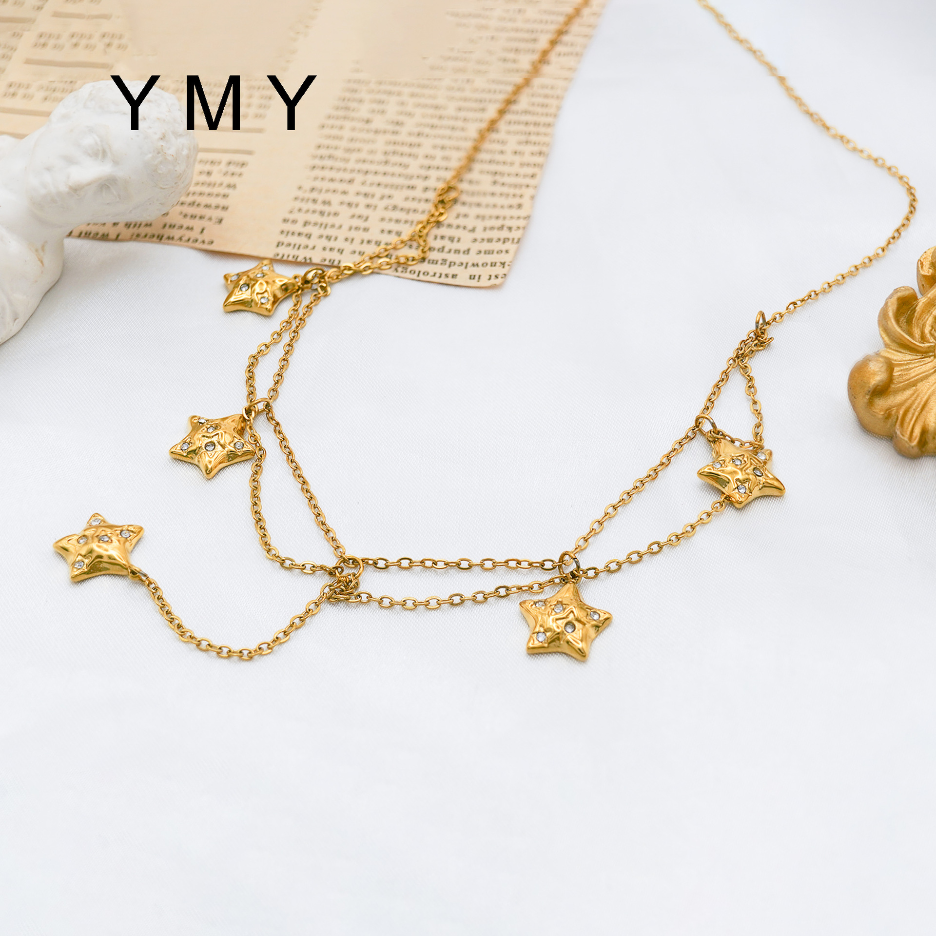 Joyería Al Por Mayor Elegante Estilo Clásico Estrella Acero Titanio Enchapado Collar Colgante Cadena Portacables display picture 4