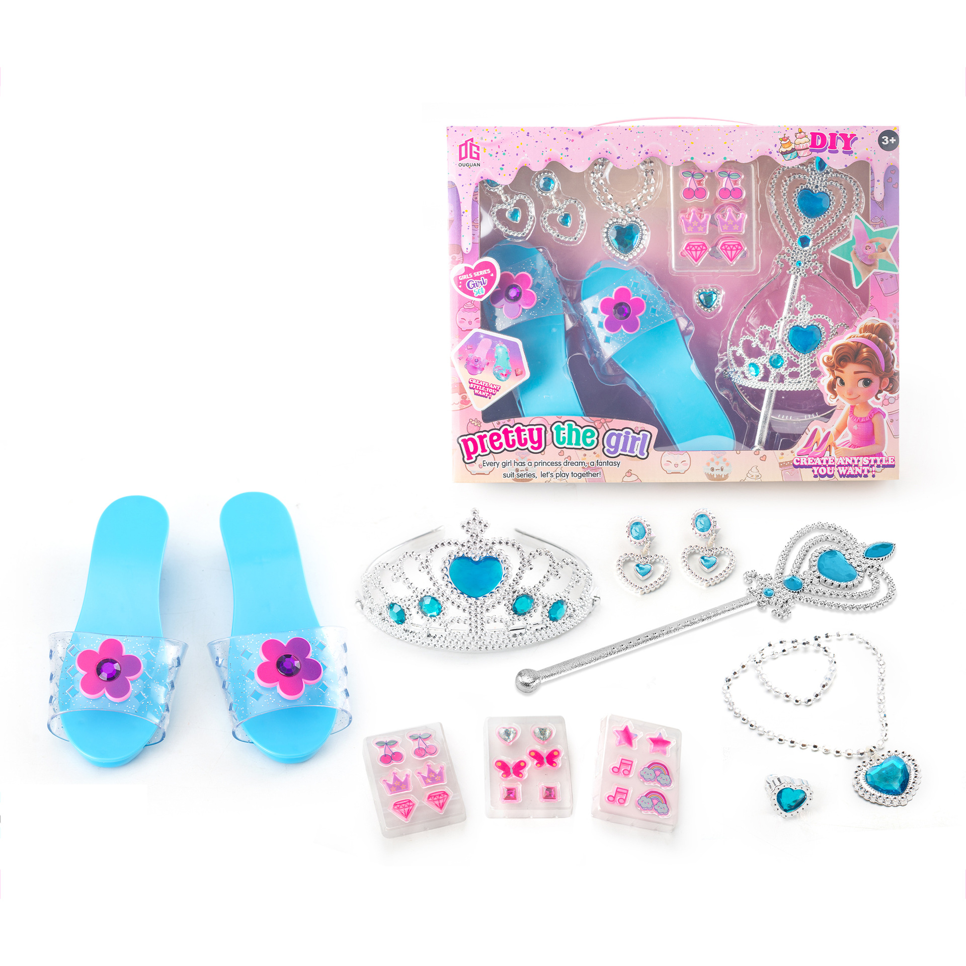Set de Joyas de Juguete Infantil de Plástico con Accesorios Intercambiables para Niñas