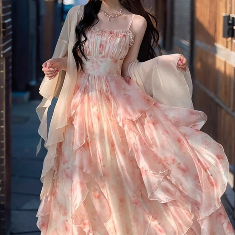Комплект женского-slip dress — облегающий корсет, юбка и кардиган, легкий многослойный стиль, S–XL