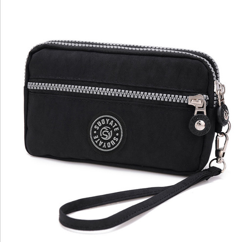 Trendy 2024 New Handbag for Women Triple Zipper Mini Nylon Fabric Coin Phone Bag Wallet