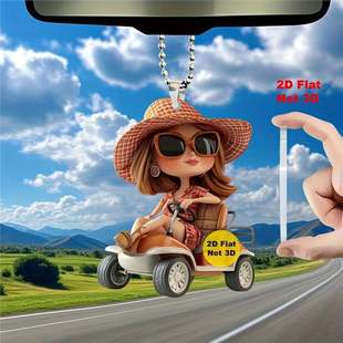 Amazon's New Charming Acrylic Flat Girl Car Rearview Mirror Backpack or Key Chain Hanging