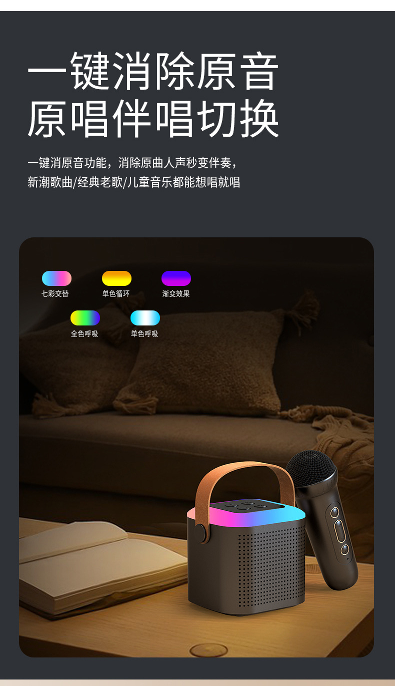 蓝牙音箱 话筒音响一体机的k歌麦克风手提无线小音响便携户外唱歌详情13