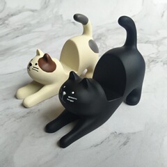 雑貨伸ばし猫デスクトップスタンド黒猫オーナメント怠惰な携帯電話スタンド樹脂工芸品