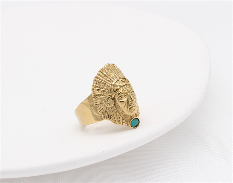18K Gold Plated Plating Material Wholesale Jewelry Retro Punk Pharaoh 304 Stainless Steel 18K Gold Plated Rings
