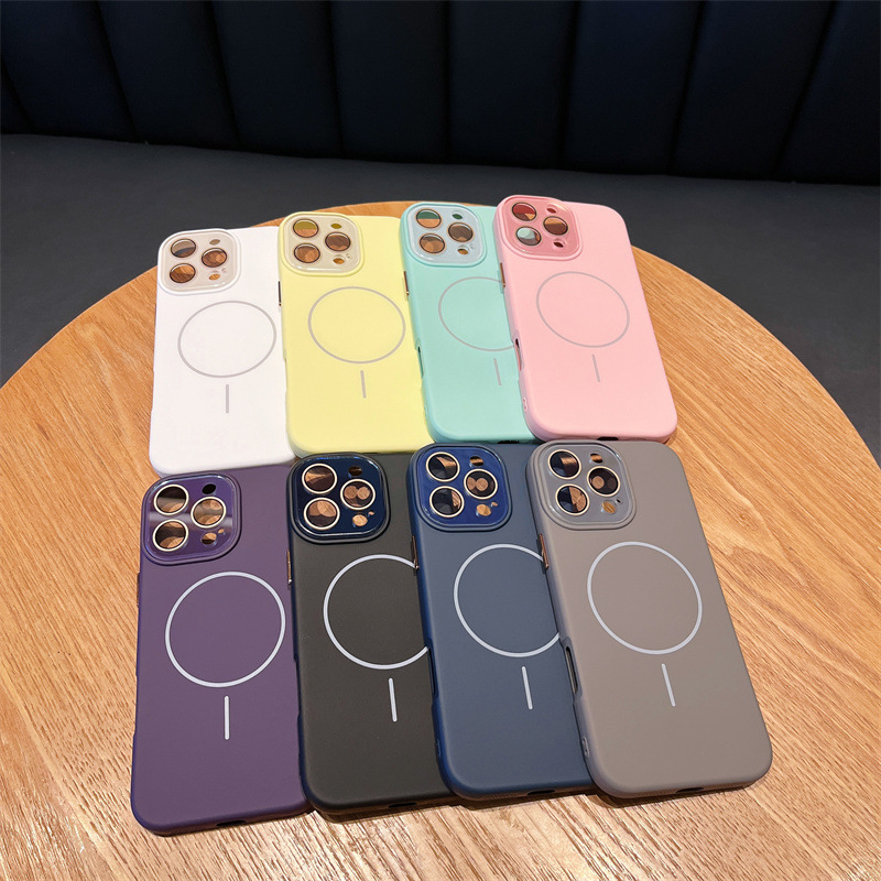 适用苹果17手机壳硅胶磁吸iphone16线条细圈15promax全包14肤感13