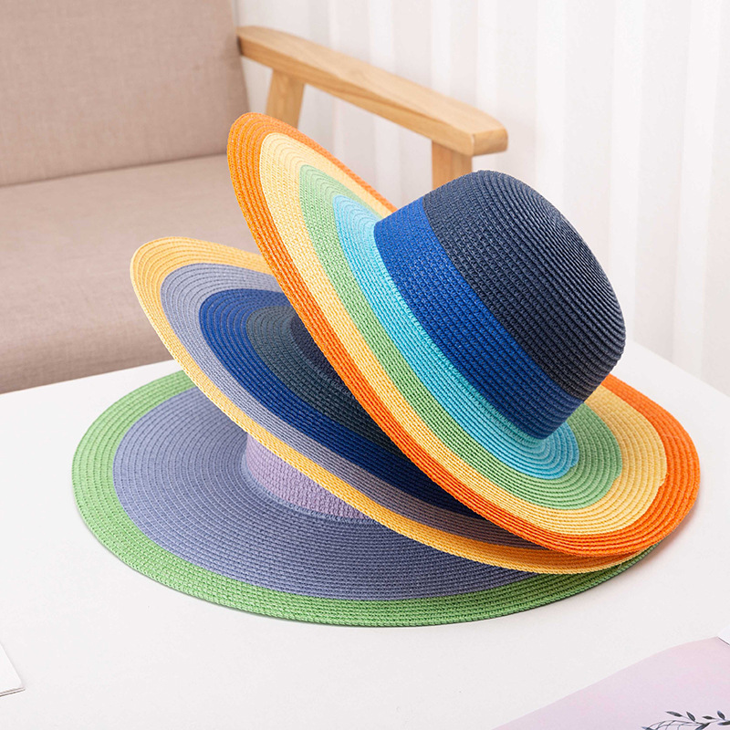 2023 New Round Top Grass Hat for Women, Summer Cute Sun Hat for Beach Vacation, Sunshade Hat, Sun Protection Hat for Beach