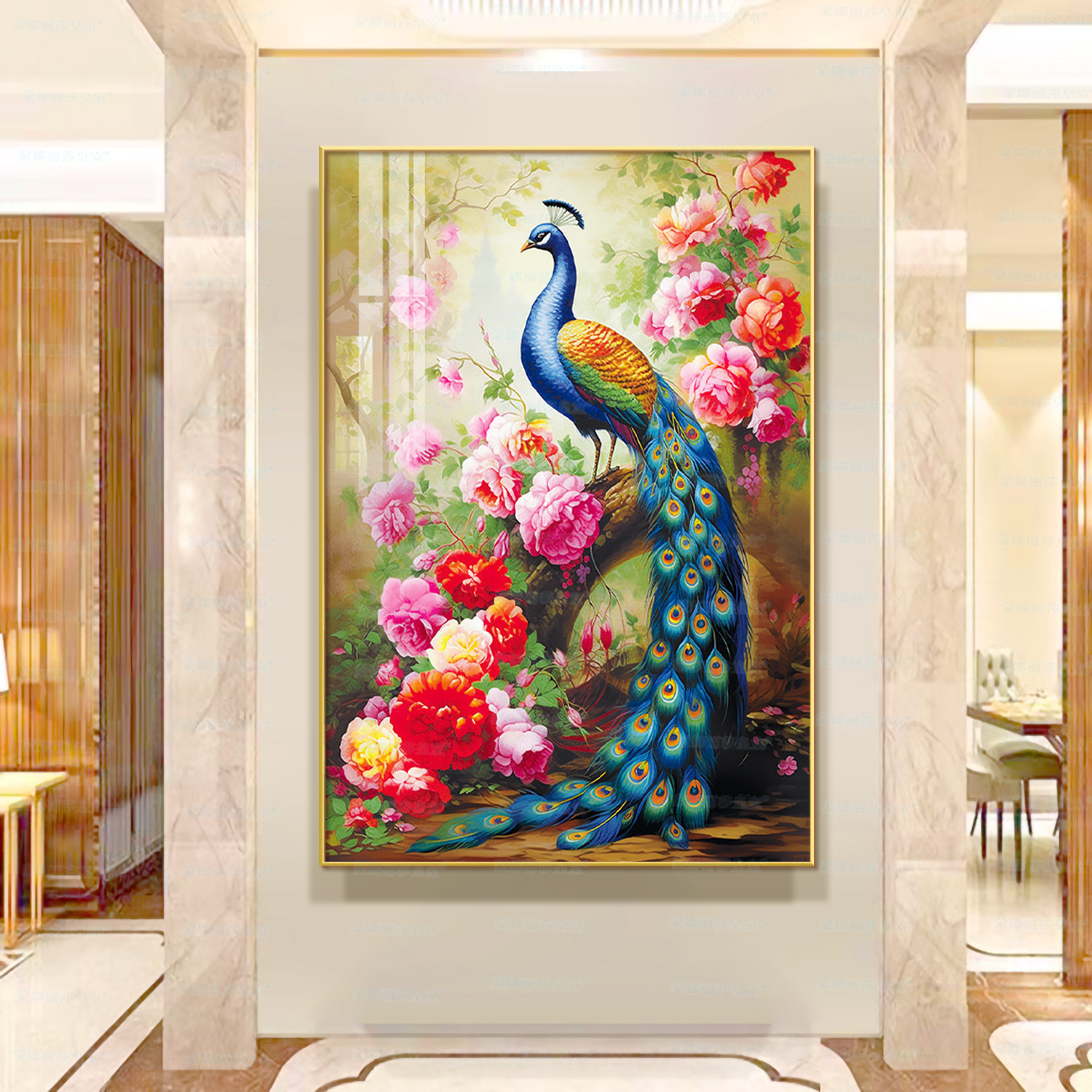 Mona Lisa real bordado elegante pavón nuevo estilo chino auspicioso salón hermosa decoración bordada a mano image 3