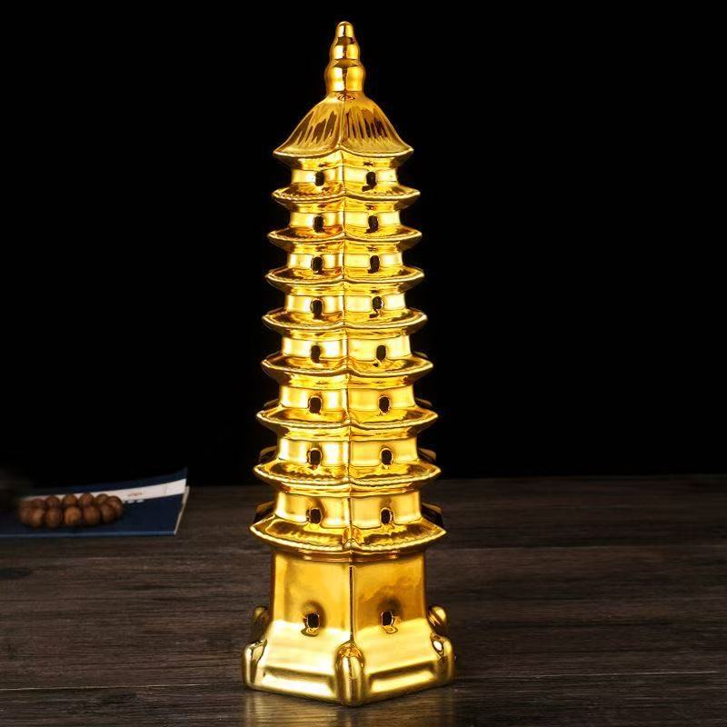 文昌陶瓷塔摆件九层文峰宝塔办公室桌面文昌宝塔学业事业装饰摆件