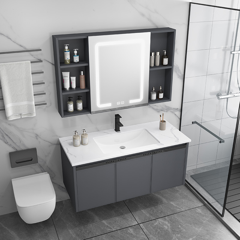 Gabinete de baño de aluminio de espacio de cerámica integrado baño Baño gabinete de baño lavabo combinación de lavabo