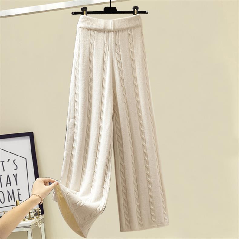 Women's Clothing Autumn and winter three piece suit for women, designer sweater, thickened slim vest coat, high waist, wide leg casual pants_voghion.com