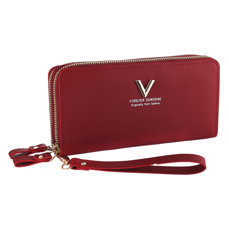 Cartera de doble manija nueva cartera de múltiples tarjetas de las mujeres larga moda de gran capacidad de doble capa cartera bolsa de teléfono móvil