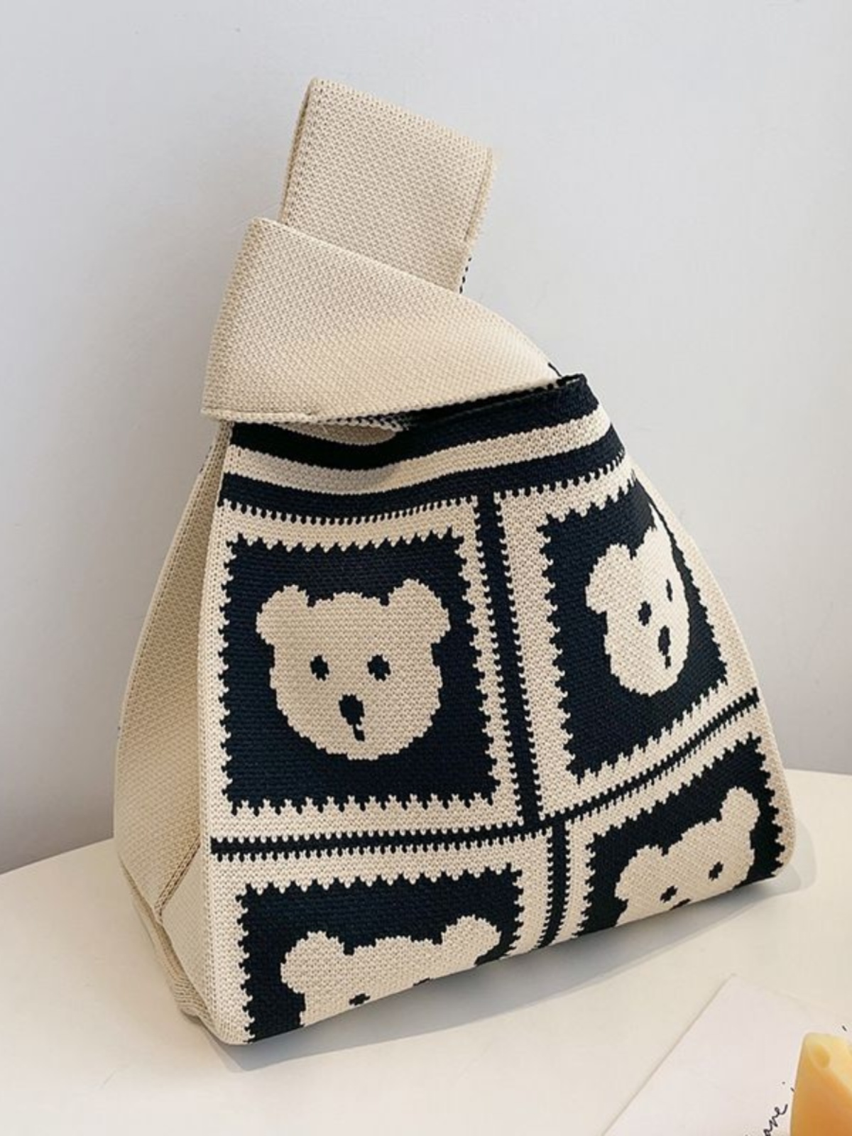 휴대용 소형 가방 2023 새로운 대용량 여성용 니트 핸드백 토트 백 저장 가방 한국 스타일