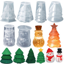 得意洋洋圣诞树雪人滴胶模具硅胶模具跨境专供圣诞灯座蜡烛模具