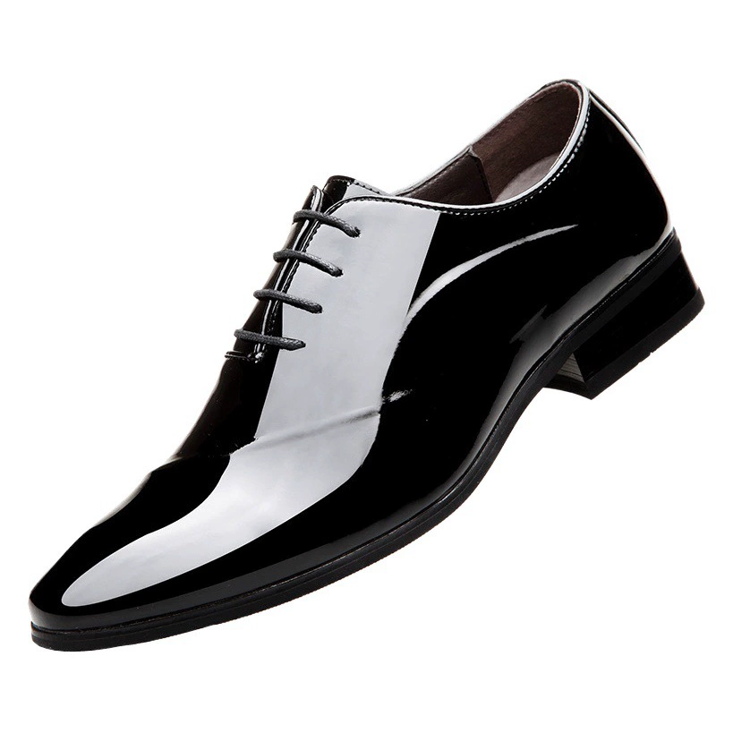 Осенне-новые мужские деловые туфли из лакированной кожи с острым носком, Молодежные Универсальные мужские туфли на шнуровке, свадебные туфли больших размеров для жениха