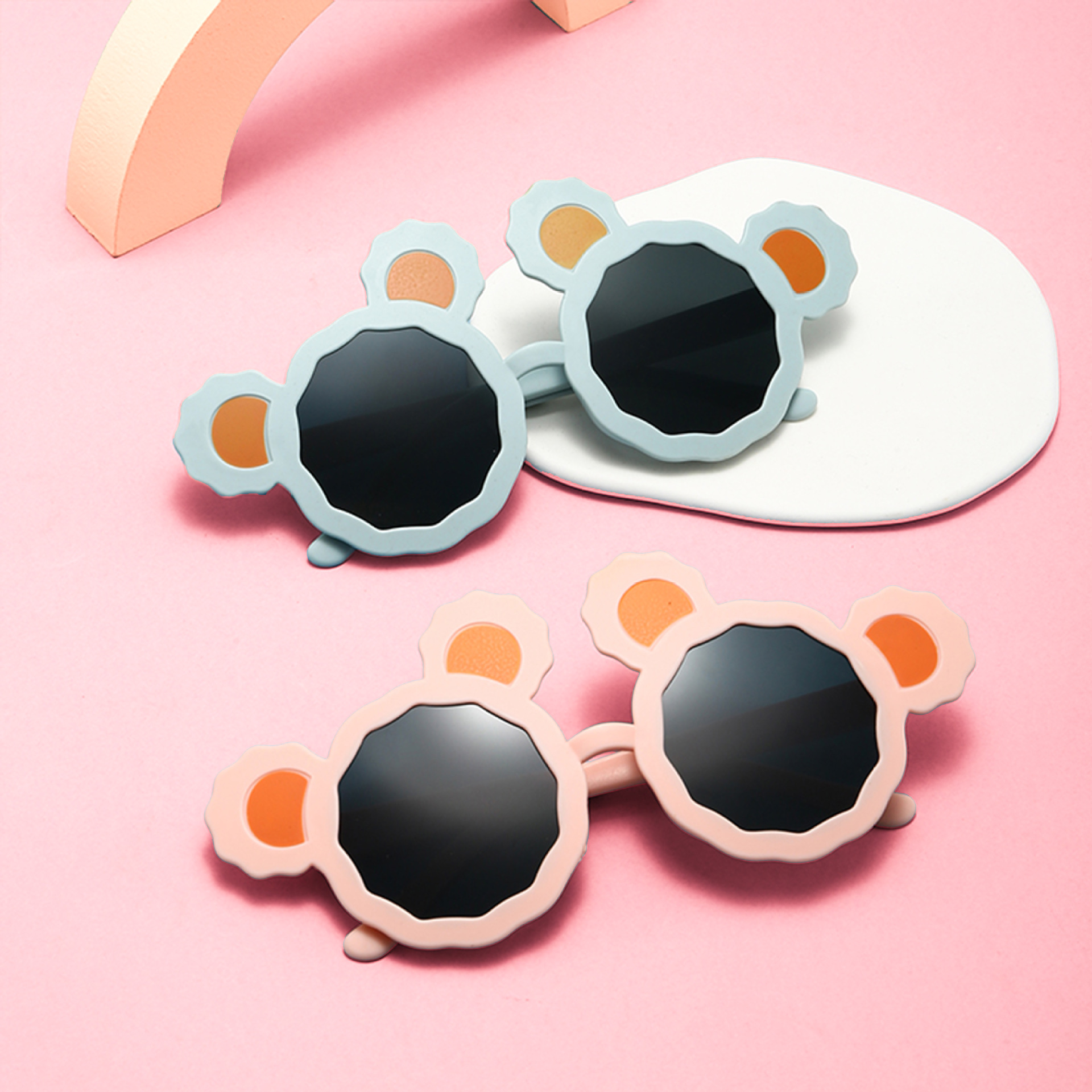 Gafas de Sol Infantiles de Oso Marco de PC y Lentes de AC Protección UV400 para Viajes y Fiestas