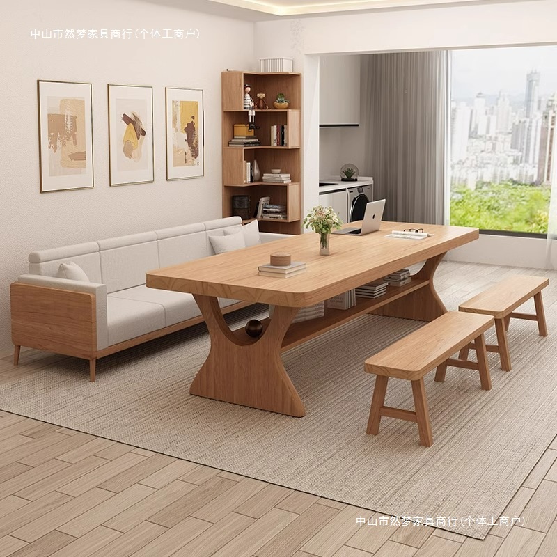 Go to the Living Room, All Solid Wood Table, Modern Simple High-End Large Long Desk, Multi-Person Study Table, Office Desk, Workbench
