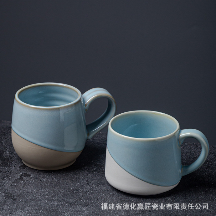 Taza de cerámica retro Taza transfronteriza Taza de té de la tarde simple de estilo japonés Juego creativo de tazas y platillos de café de gres