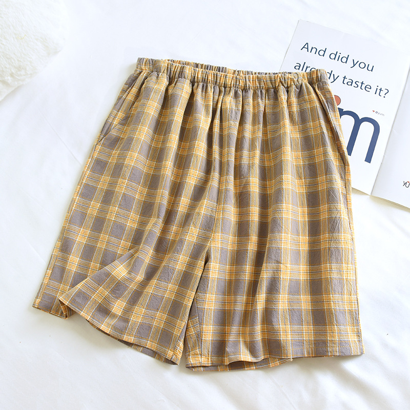 Cotton Plaid Men's Shorts And Sleeping Pants | Spring, Summer, And Autumn Thin Loose Five Quarter Home Pants_voghion.com