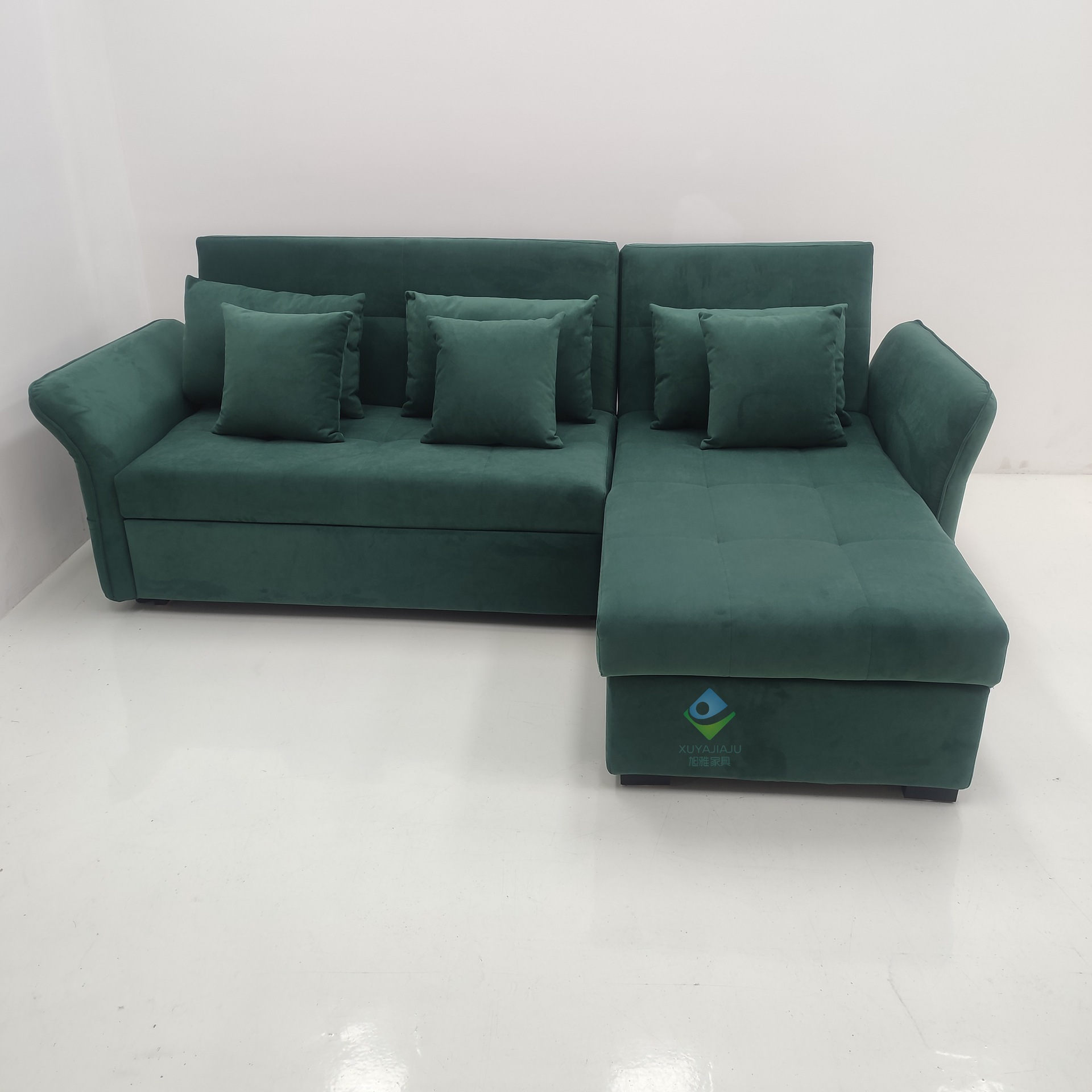 Sofá cama multifuncional verde oscuro doble uso plegable pequeño apartamento de sala de estar almacenaje VIP desmontable arena de tela