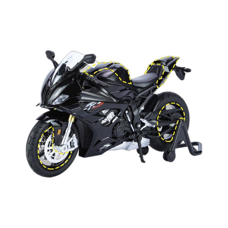 Modelo de coche de aleación Huayi 1 a 12 Baoma RRS1000 motocicleta motocicleta luz y sonido juguete modelo decoración colección