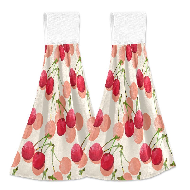 Cherry Kitchen Bathroom Laundry Room Tea Bar Hand Towel Hanging Towel with Hanging Ring Dishwashing Cloth Absorbs Water