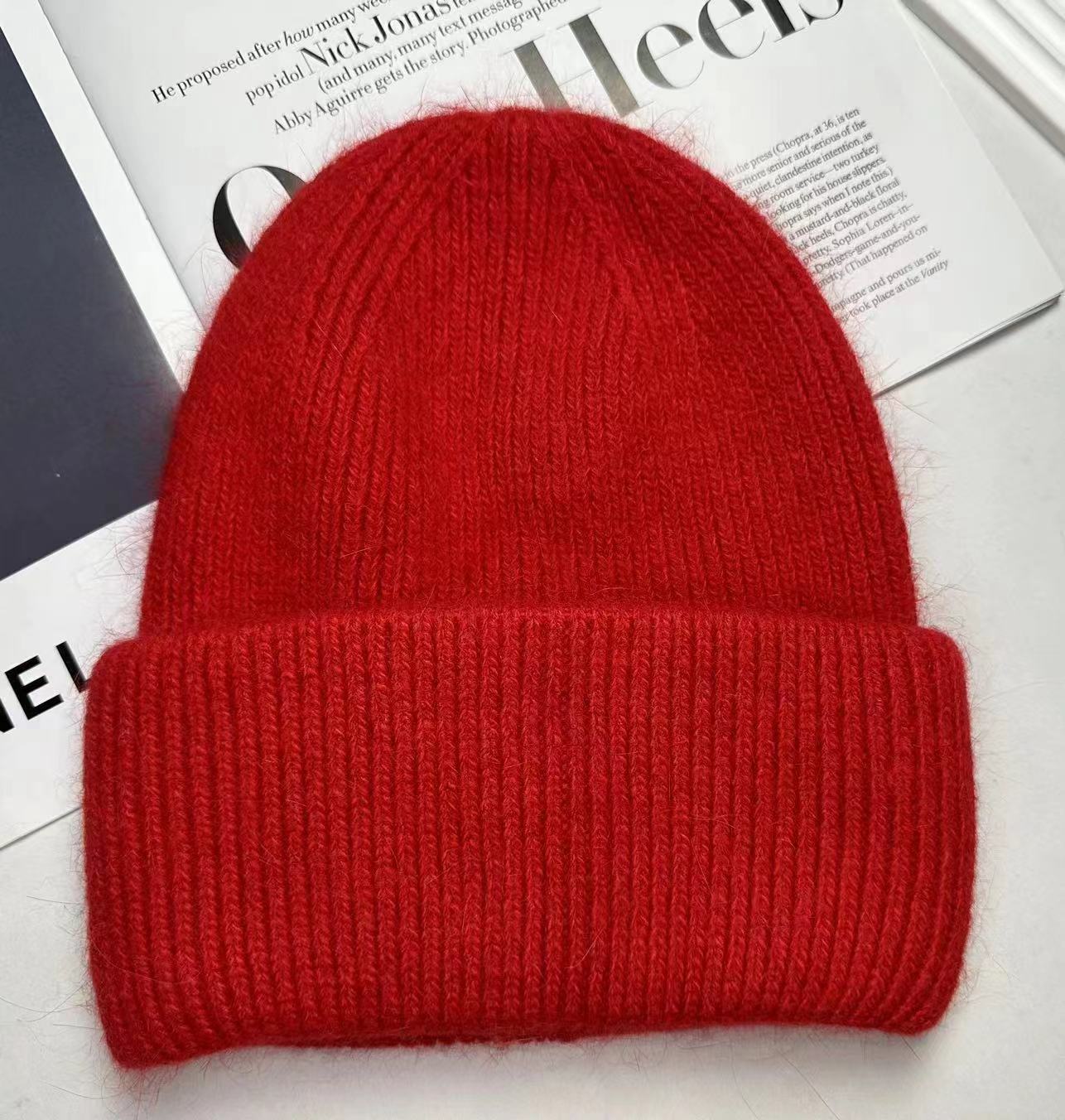 Piel de conejo engrosada sombrero de lana para las mujeres de moda Corea del Sur ins moda Otoño e Invierno japonés frío sombrero cálido Jersey rizado sombrero de punto