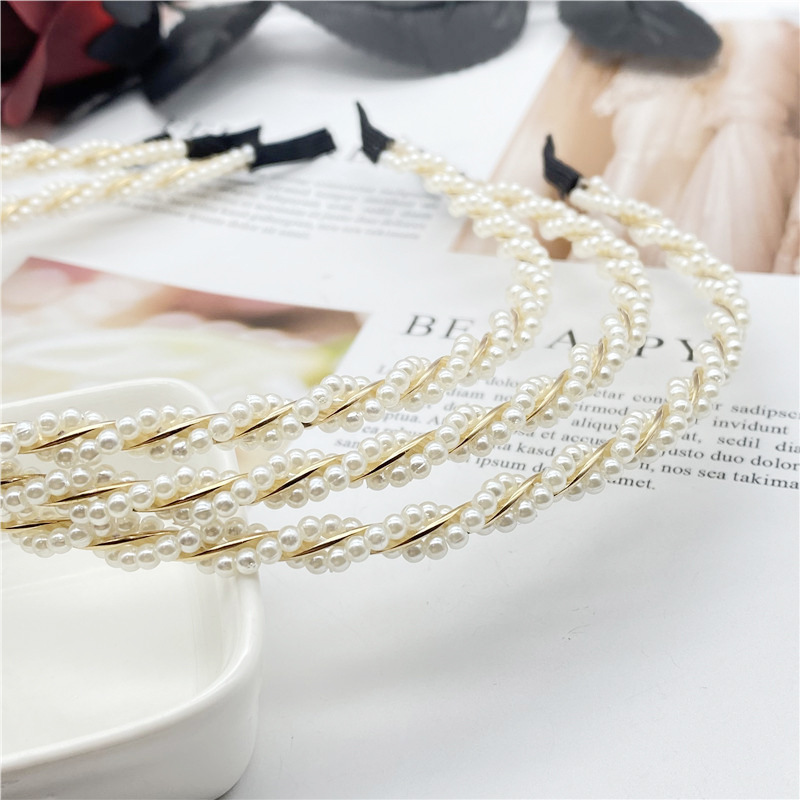 Wholesale Jewelry Retro Alloy Winding Chain Pearl Headband Nihaojewelry display picture 2