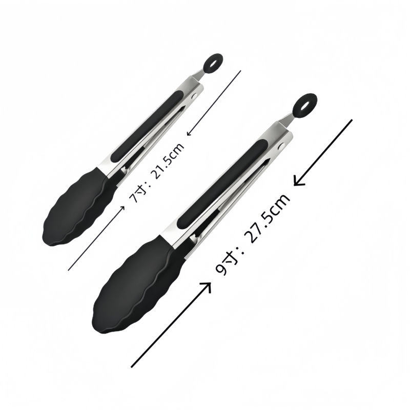クロスボーダーシリコンフードクリップ高温耐性ステンレス鋼バーベキュークリップ 7 インチ 9inch 12inch フードクリップ揚げパンクリップ|undefined