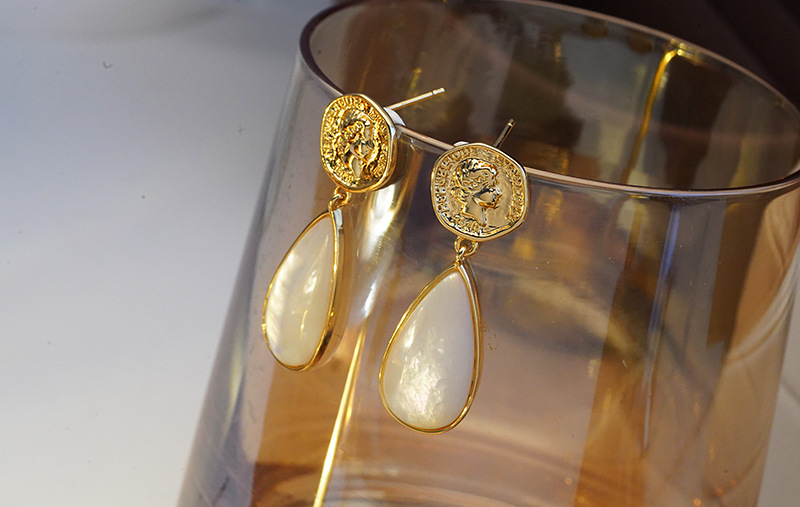 Retro Water Droplets Copper Inlay Zircon Drop Earrings 1 Pair