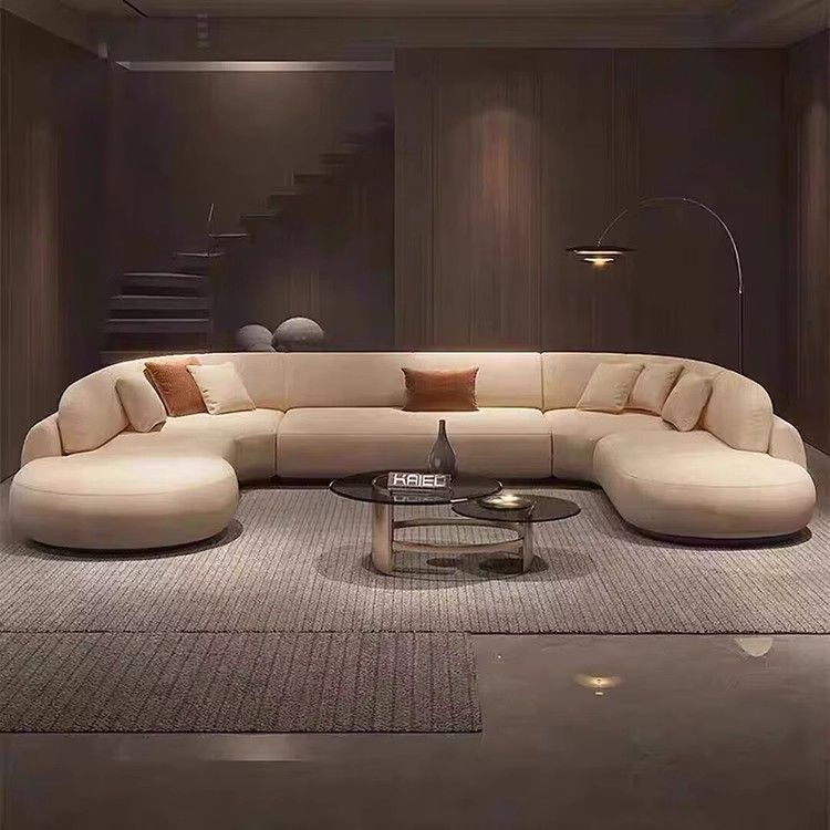 Sofá de tela de arco minimalista de estilo doméstico de gran tamaño diseñador de villa de piso plano sofá de esquina de forma especial
