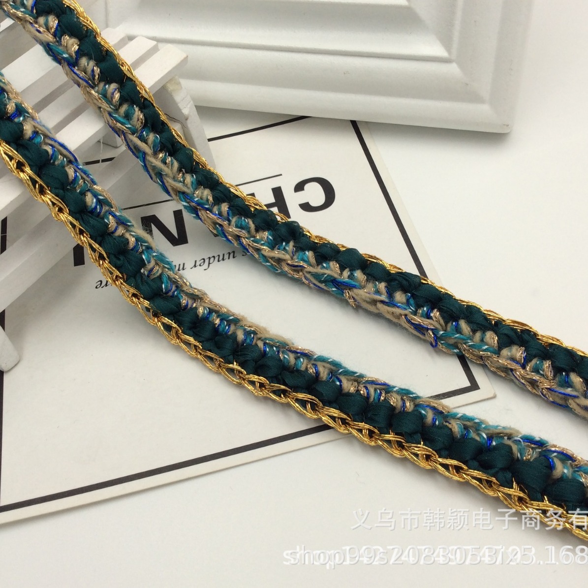 新款现货手工钩针毛线小香风diy织带服装口袋袖口配饰花边批发