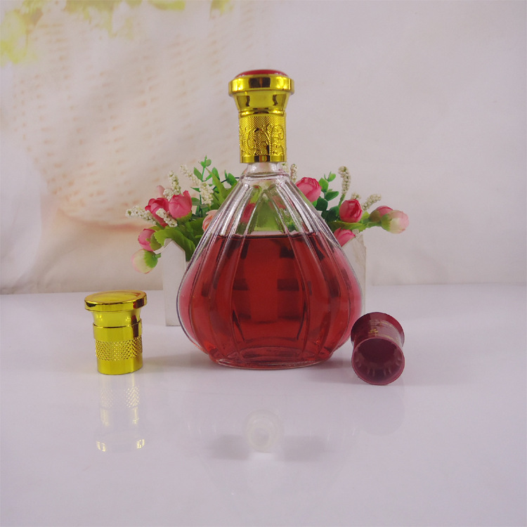 现货供应扁条纹250ml玻璃酒瓶鹿血保健酒瓶泡药酒玻璃瓶空瓶