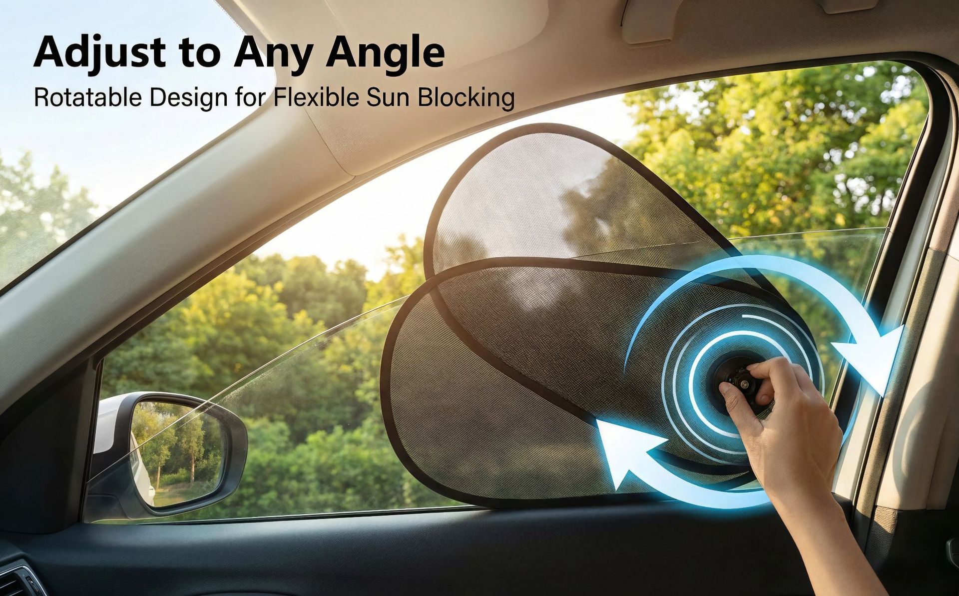 Adjustable suction cup sunshade for cars, sun protection, heat insulation, light blocking, UV protection, side window car sunshade