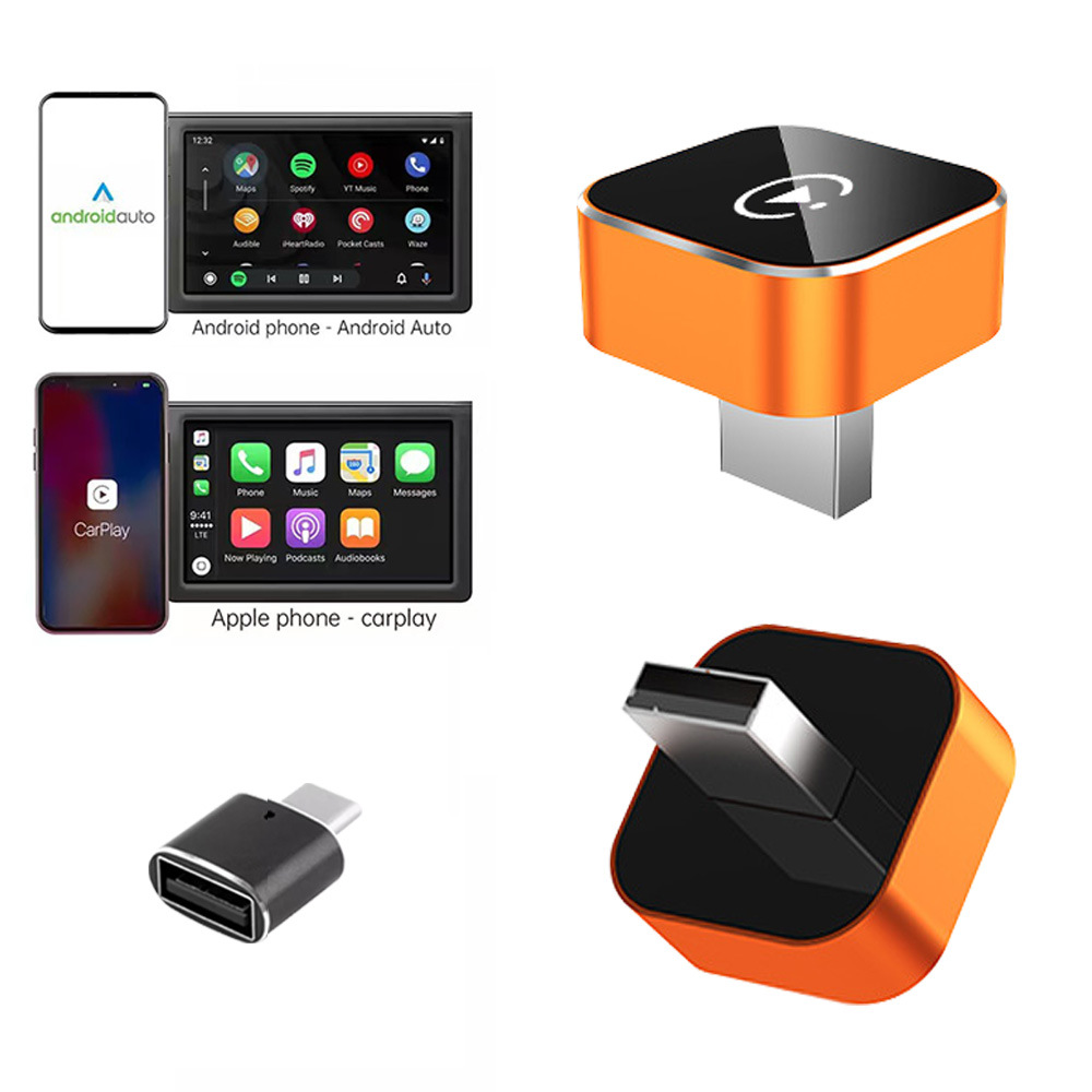 2026 Wireless Carplay Box Android Auto 2-in-1 Car Wired to Wireless Adapter Cross-Border Hot Product