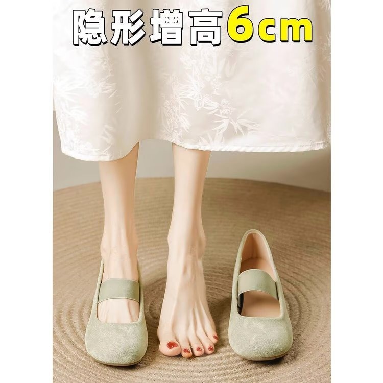 2025 새로운 스타일 작은 높이 레트로 발레 메리 제인 신발 소프트 솔 얕은 입 루프 여성용 싱글 레이어 신발