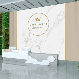 ✅ Company Front Desk Background Wall Wallpaper Imitation Marble Wall Covering Beauty Salon Mural 3D Popular Live Broadcast Room Wallpaper Lo